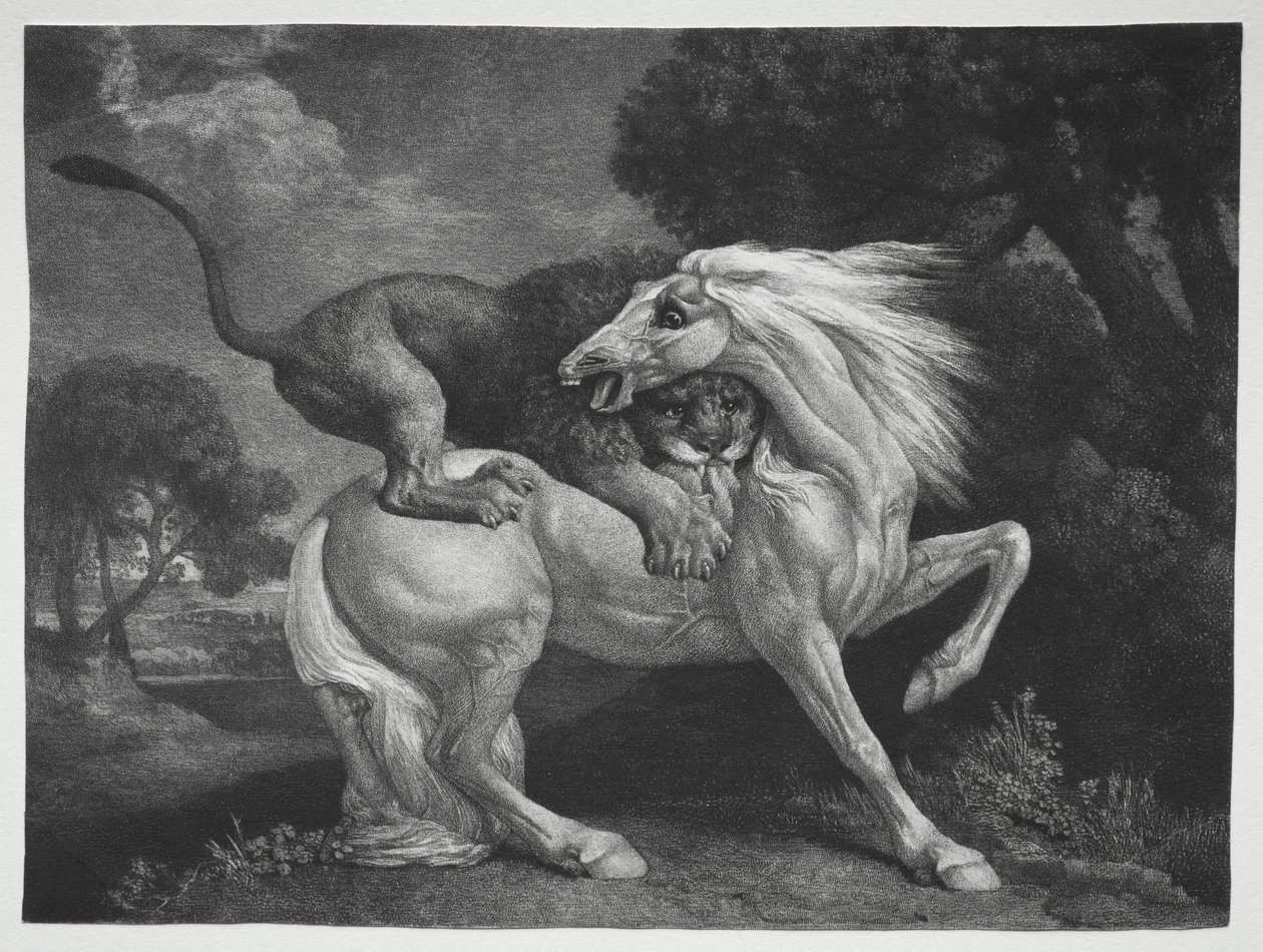 Un caballo atacado por un león, 1788 de George Stubbs