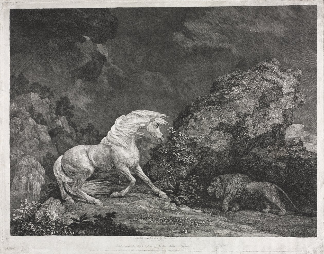 A Horse Frightened by a Lion de George Stubbs