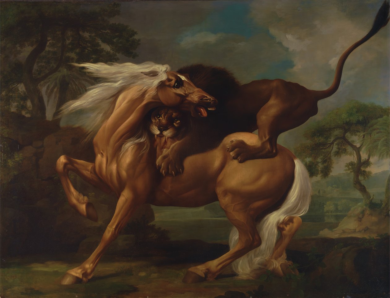 Un león atacando a un caballo, 1762 de George Stubbs