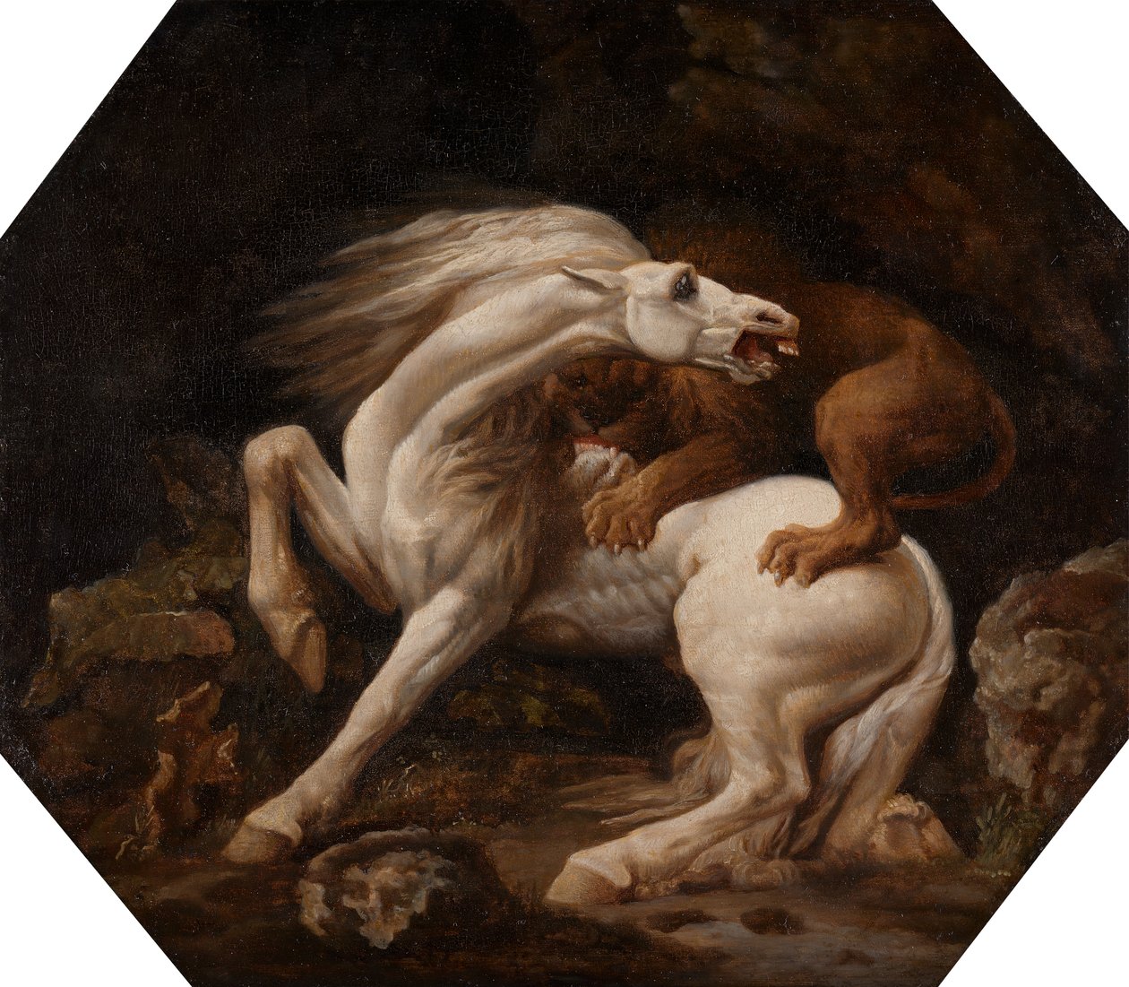 Caballo atacado por un león Episodio C, entre 1768 y 1769 de George Stubbs