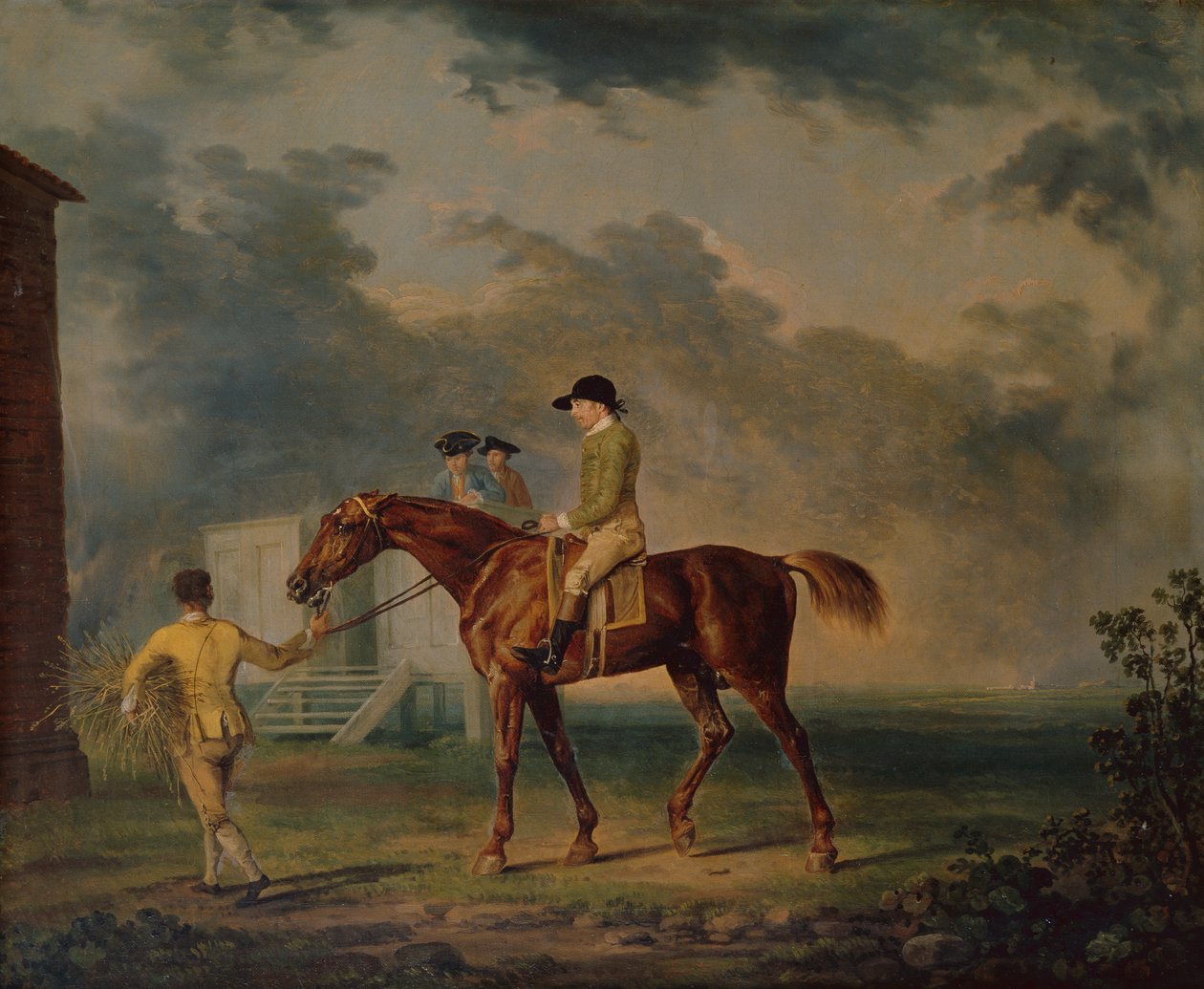 Sir Salomon, un caballo de carreras bayo con J.Singleton, Newmarket de George Stubbs