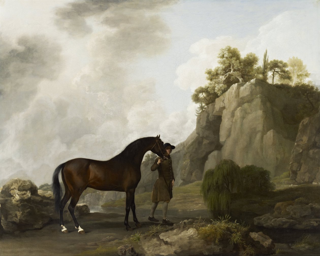 El Semental Árabe del Marqués de Rockingham (conducido por un Mozo en Creswell Crags) de George Stubbs