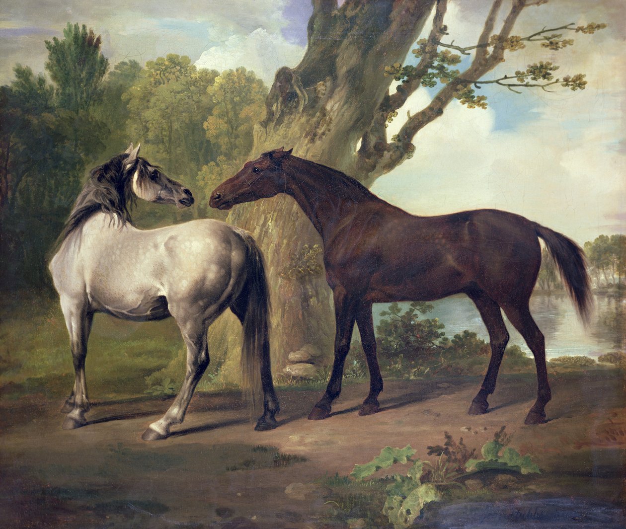 Dos Caballos en un Paisaje de George Stubbs