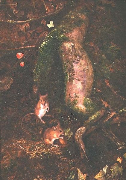 Ratones de Campo al Pie de un Árbol, 1876 de George Thomas Rope