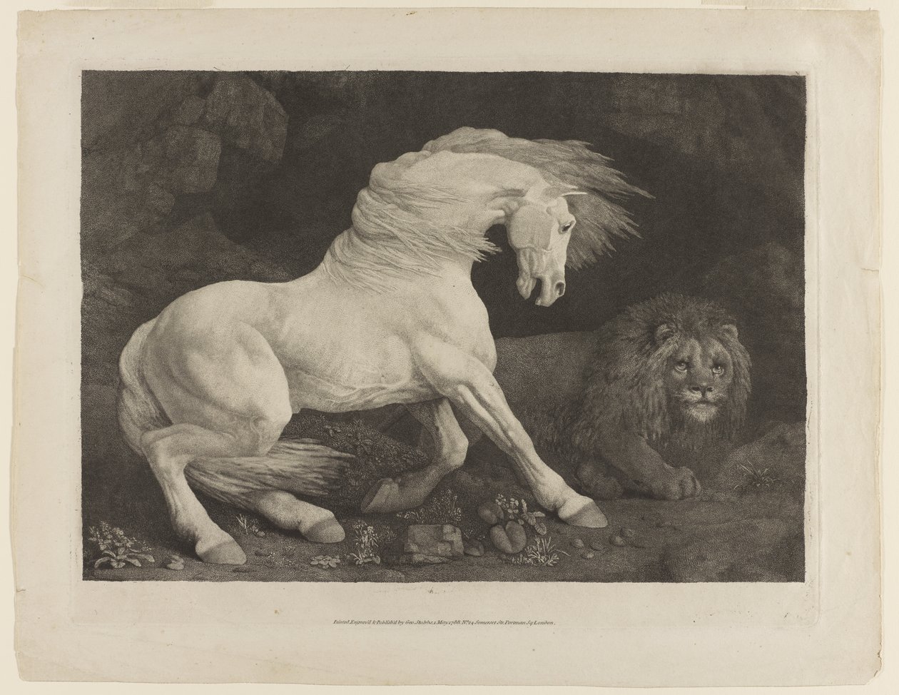 Un caballo asustado por un león, después de George Stubbs (1724-1806) de George Townley Stubbs