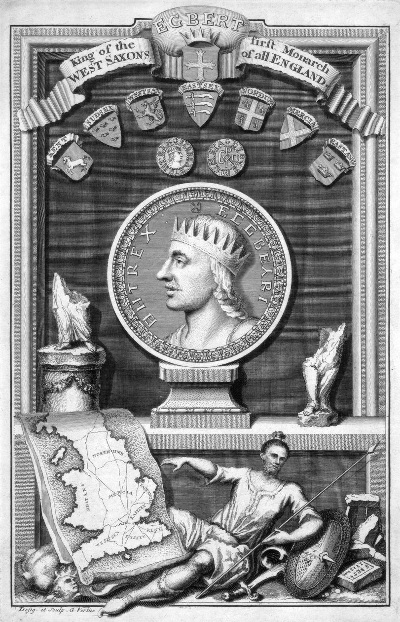 Egberto el Sajón, primer rey de toda Inglaterra, siglo XVIII de George Vertue