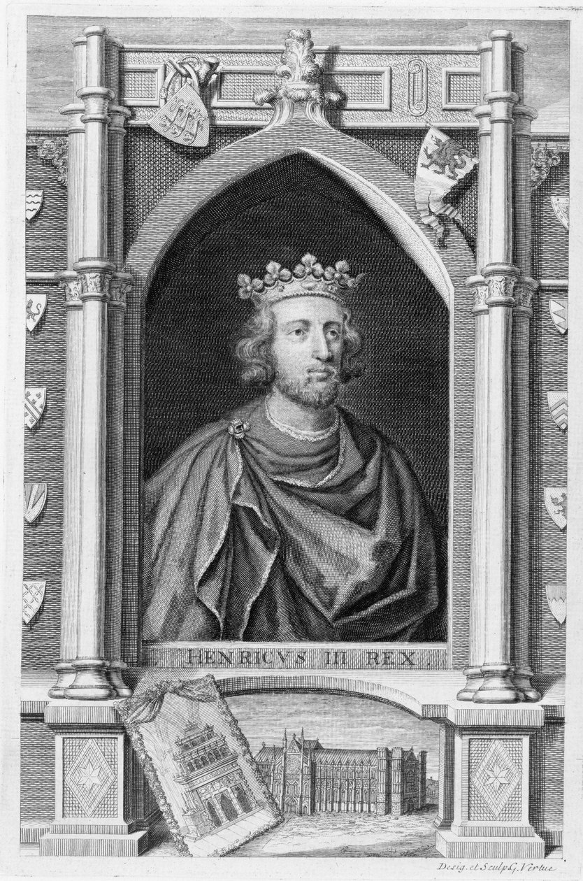 Enrique III, Rey de Inglaterra desde 1216, grabado por el artista de George Vertue