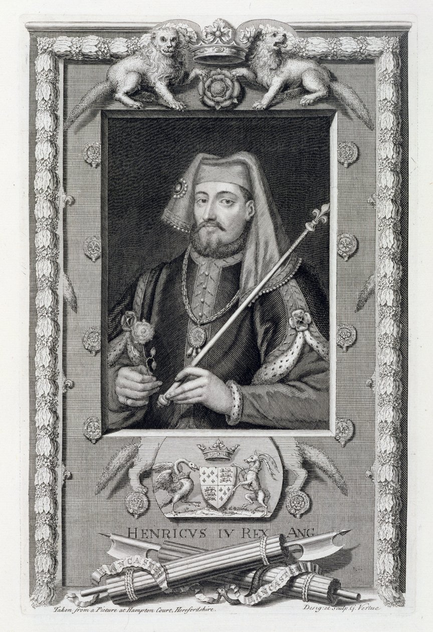 Enrique IV, Rey de Inglaterra, después de una pintura en Hampton Court, grabado por el artista de George Vertue