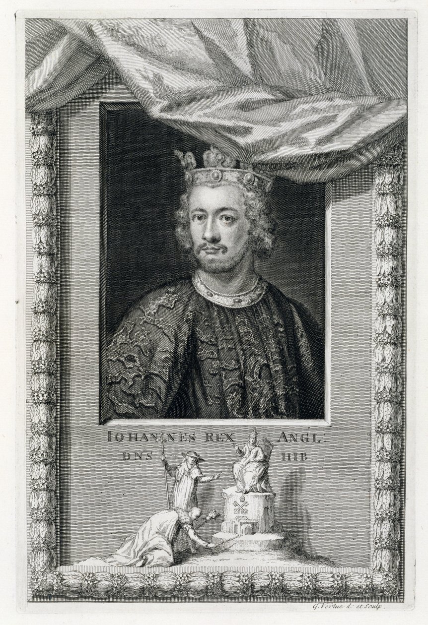 Juan (1167-1216) Rey de Inglaterra desde 1199, grabado por el artista de George Vertue