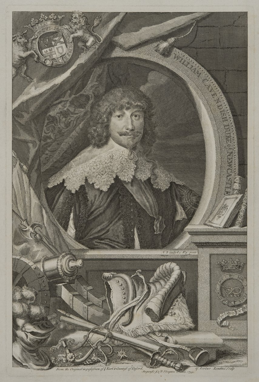 Retrato de William Cavendish, 1er Duque de Newcastle, 1739 de George Vertue
