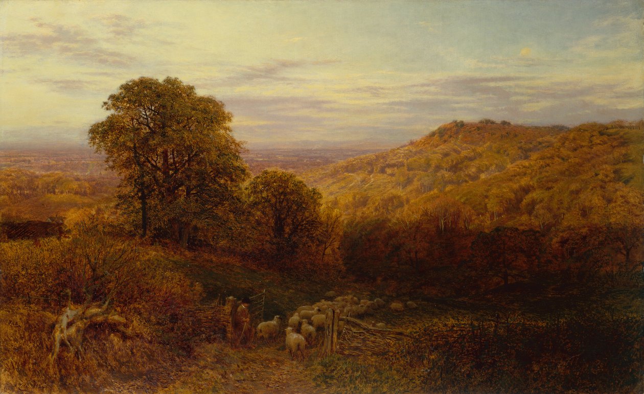 Luz del sol persistente en los bosques de otoño de George Vicat Cole