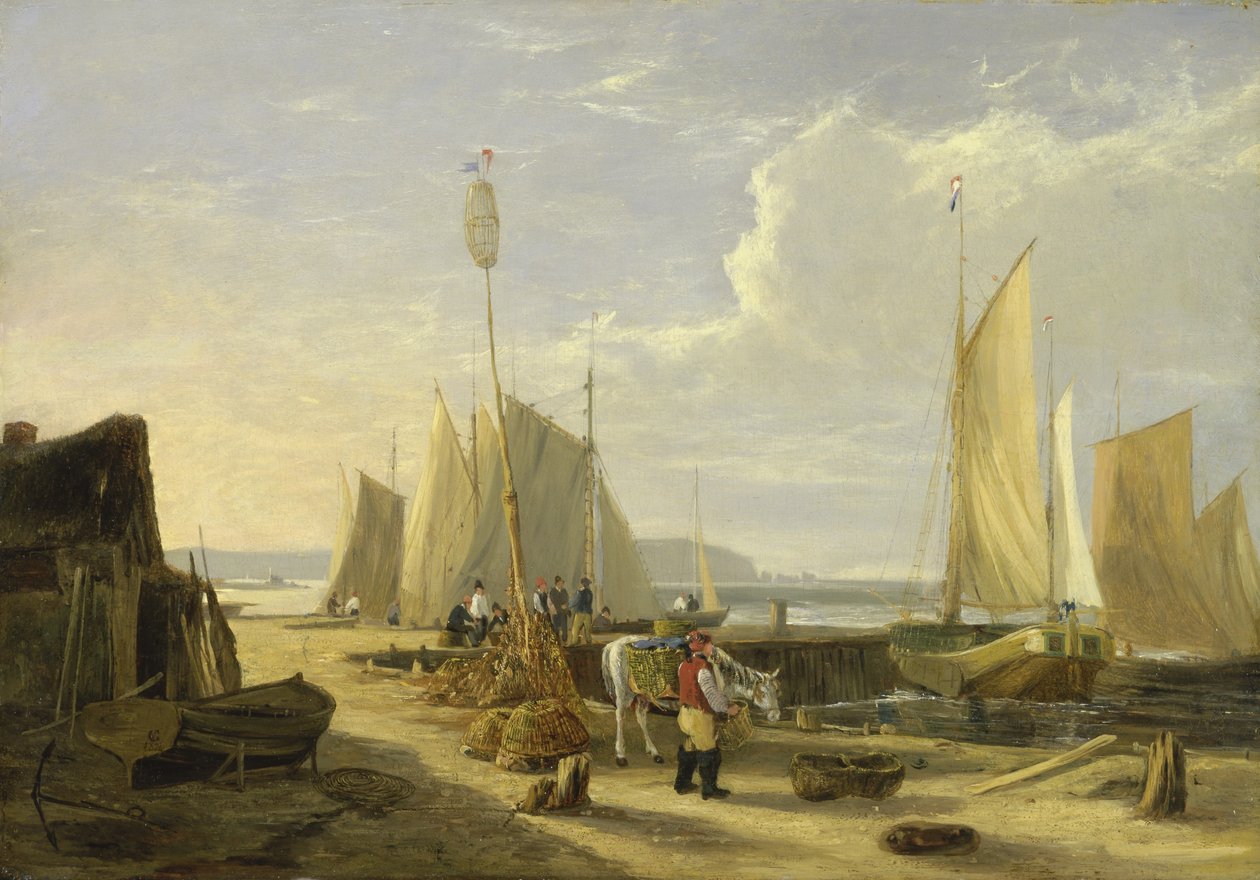 Escena de Puerto en la Isla de Wight, mirando hacia las Agujas de George Vincent
