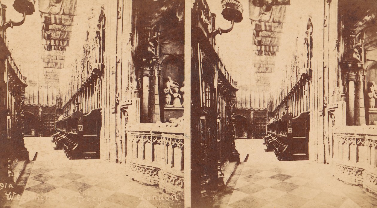 Grupo de 5 vistas estereográficas de la Abadía de Westminster, Londres, Inglaterra, 1850s-1910s de George W Griffith
