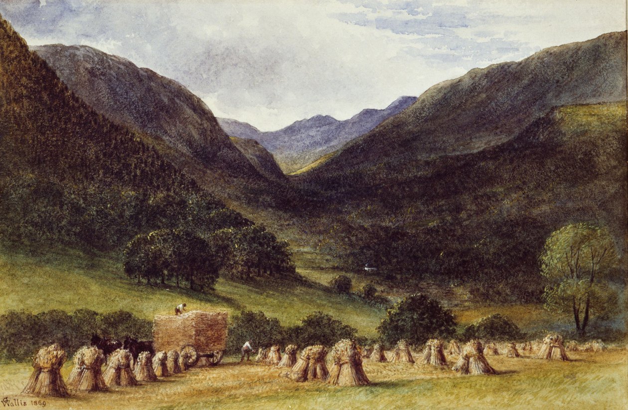 Tiempo de cosecha, Llyn Crafnant, Gales del Norte, 1869 de George Augustus Wallis