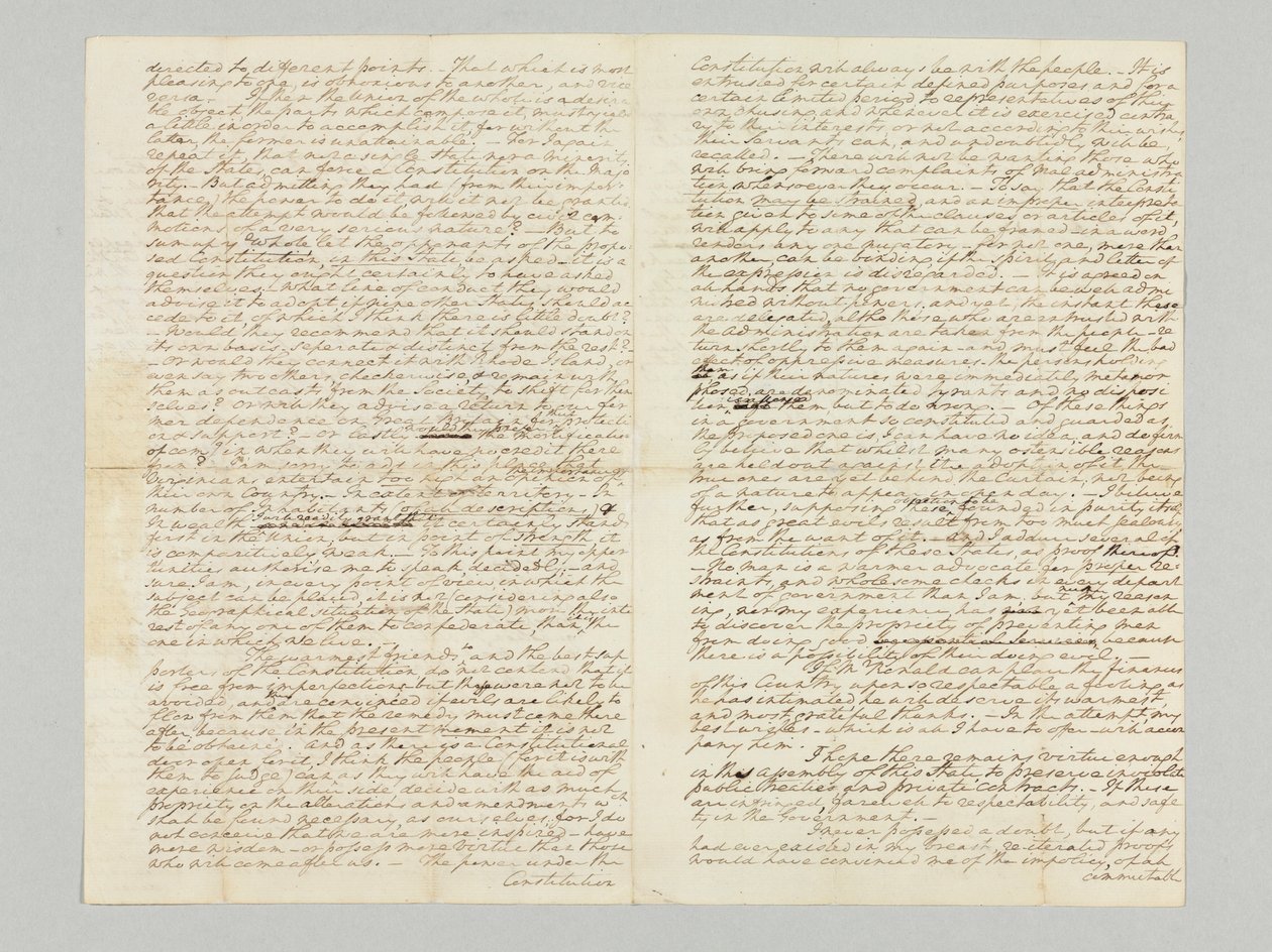 "El poder bajo la constitución siempre estará con el pueblo", carta autógrafa firmada a Bushrod Washington, 9 de noviembre de 1787 de George Washington
