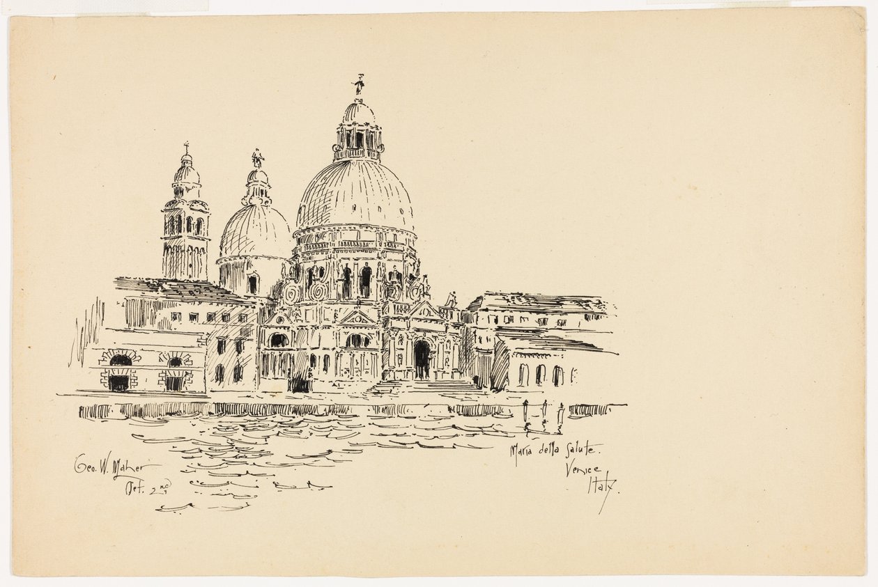 Sta. Maria della Salute, Venecia, Italia, boceto de viaje de George Washington Maher