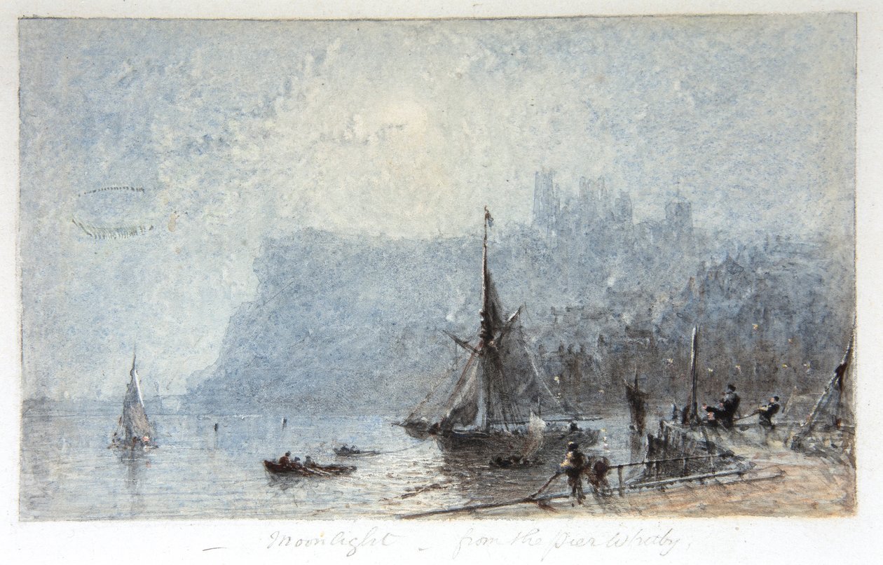 Luz de luna - desde el muelle Whitby de George Weatherill
