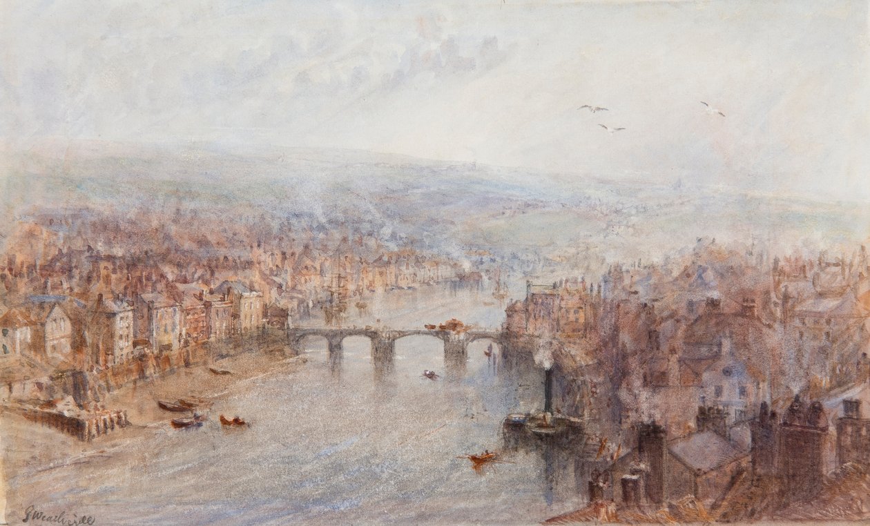 Whitby y el río Esk, en un día gris de George Weatherill