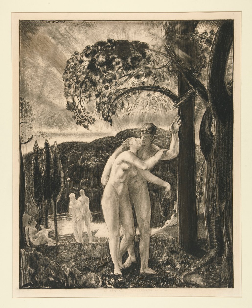 Las amantes todavía susurraron en la oscuridad de George Wesley Bellows