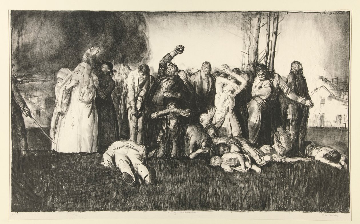 Village Massacre o Masacre en Dinant, de la serie WAR de George Wesley Bellows