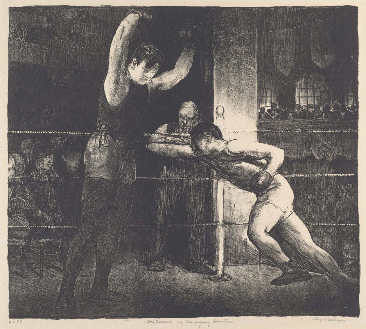 Willard en cuartos de entrenamiento, 1916 de George Wesley Bellows