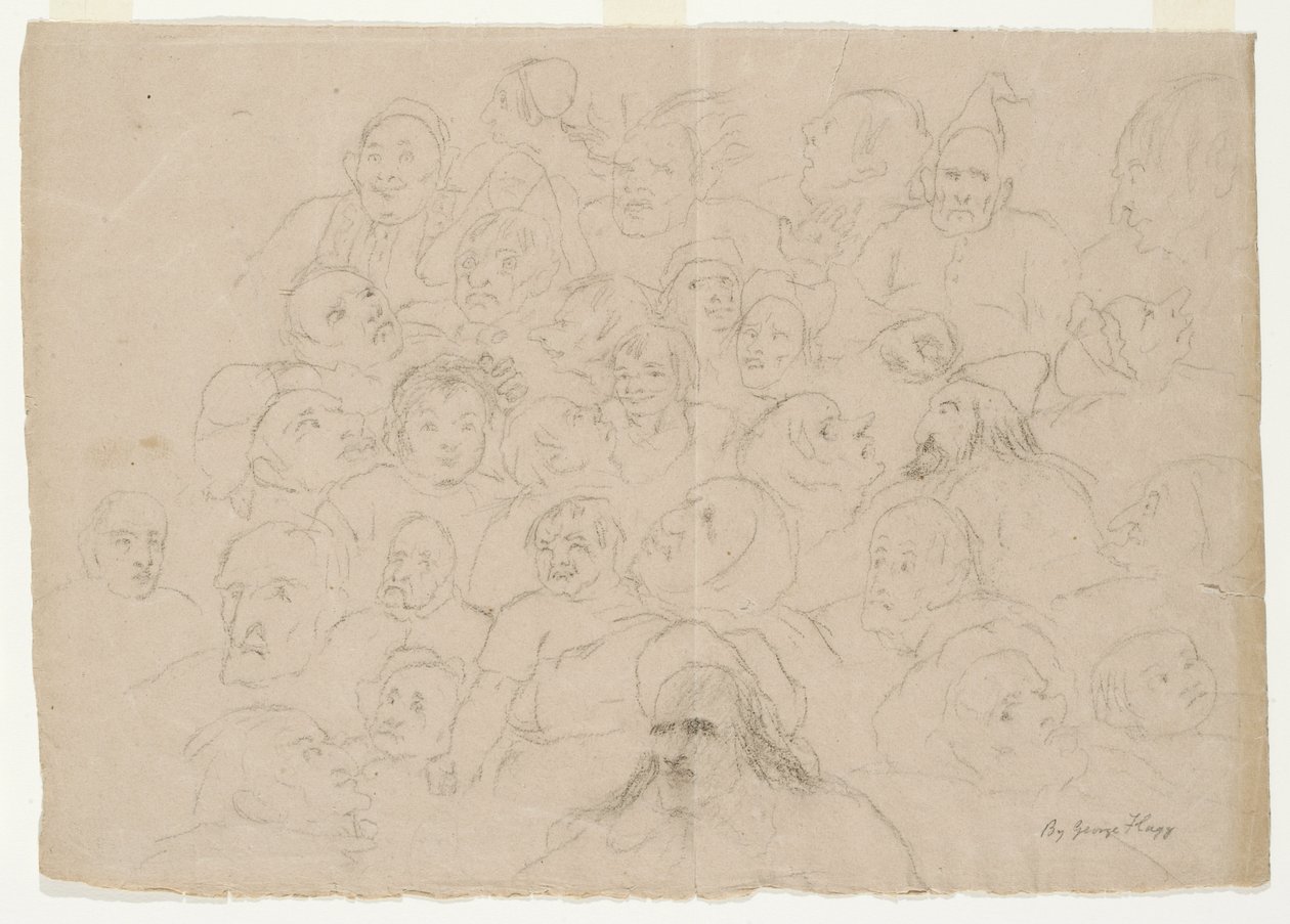 Sin título - Numerosos bocetos de retratos, dibujados a grandes rasgos, de hombres, mujeres y niños de George Whiting Flagg