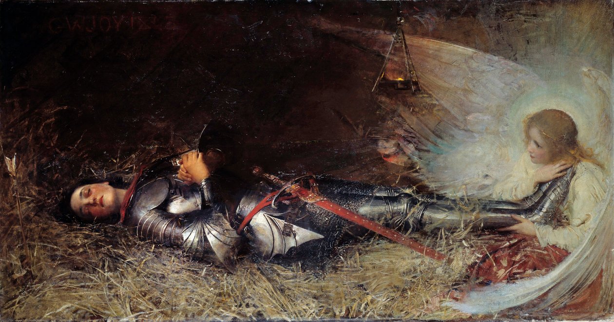 Guerra de los Cien Años: El sueño de Juana de Arco (1412-1431) en prisión. Pintura de William George Joy (1844-1925) 1895 de George William Joy