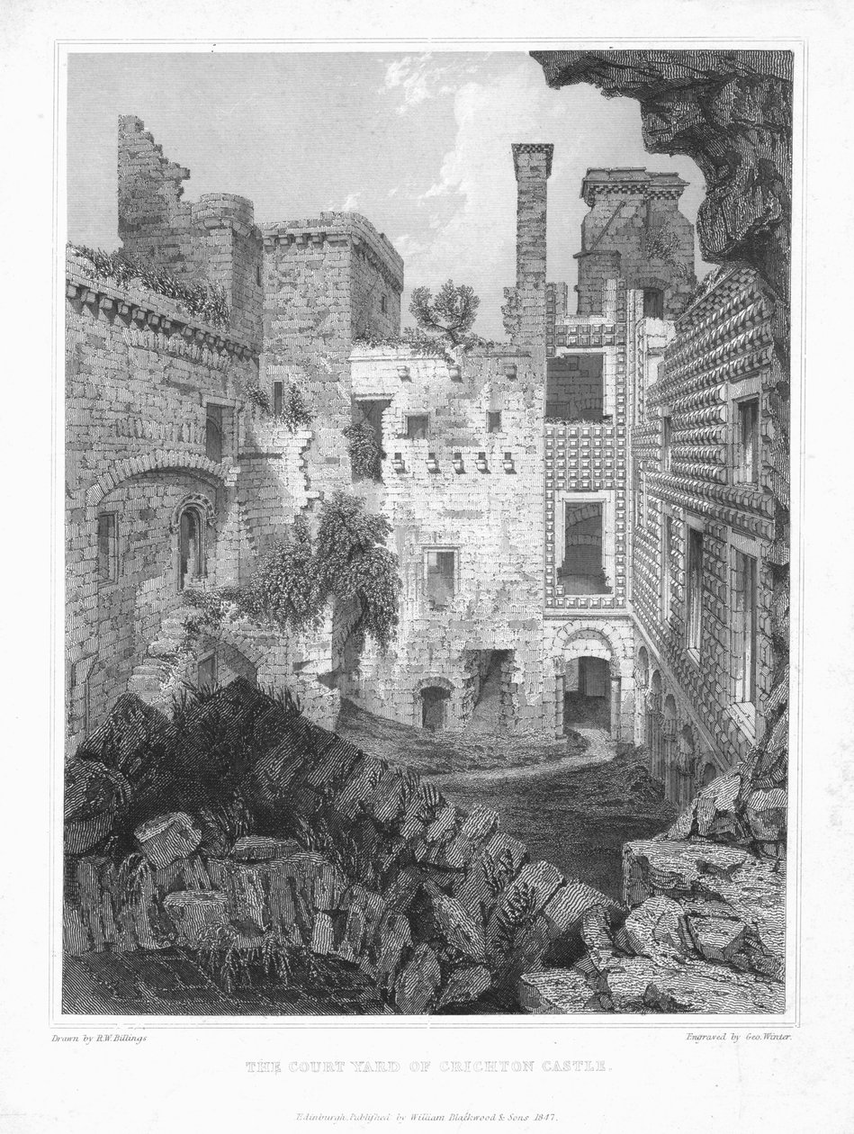 El patio del castillo de Crichton, c. 1847 de George Winter