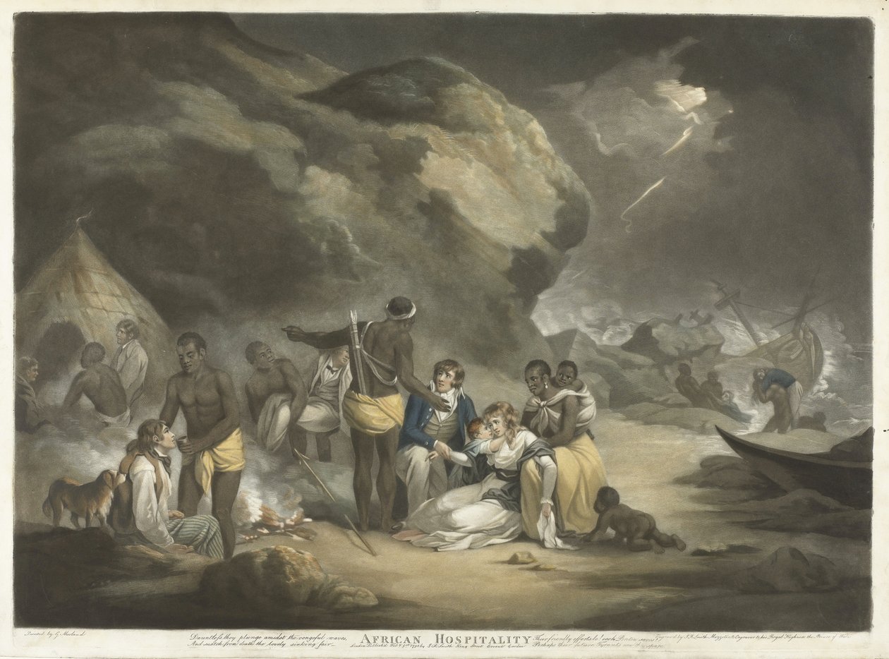 Hospitalidad africana, pub.1791 de George after Morland