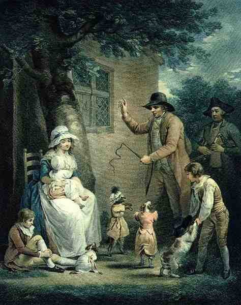 Perros danzantes, grabado por Thomas Gaugain (1748-1812), pub. por T. Philipe, 1796 (grabado a puntos) de George after Morland