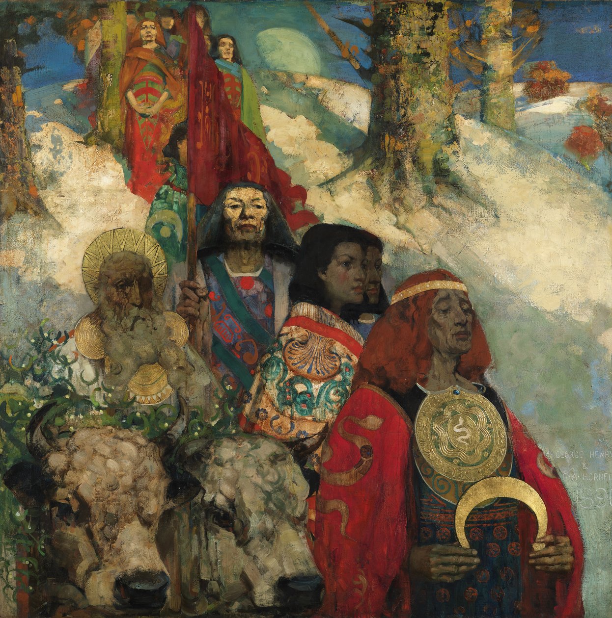 Los Druidas - La llegada del Muérdago de George and Hornel Edward A. (1864 1933) Henry