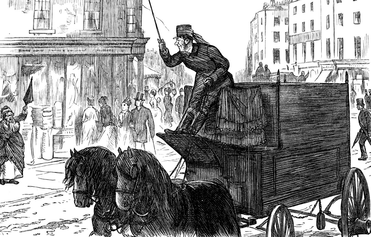Una calle concurrida en Londres de George du Maurier