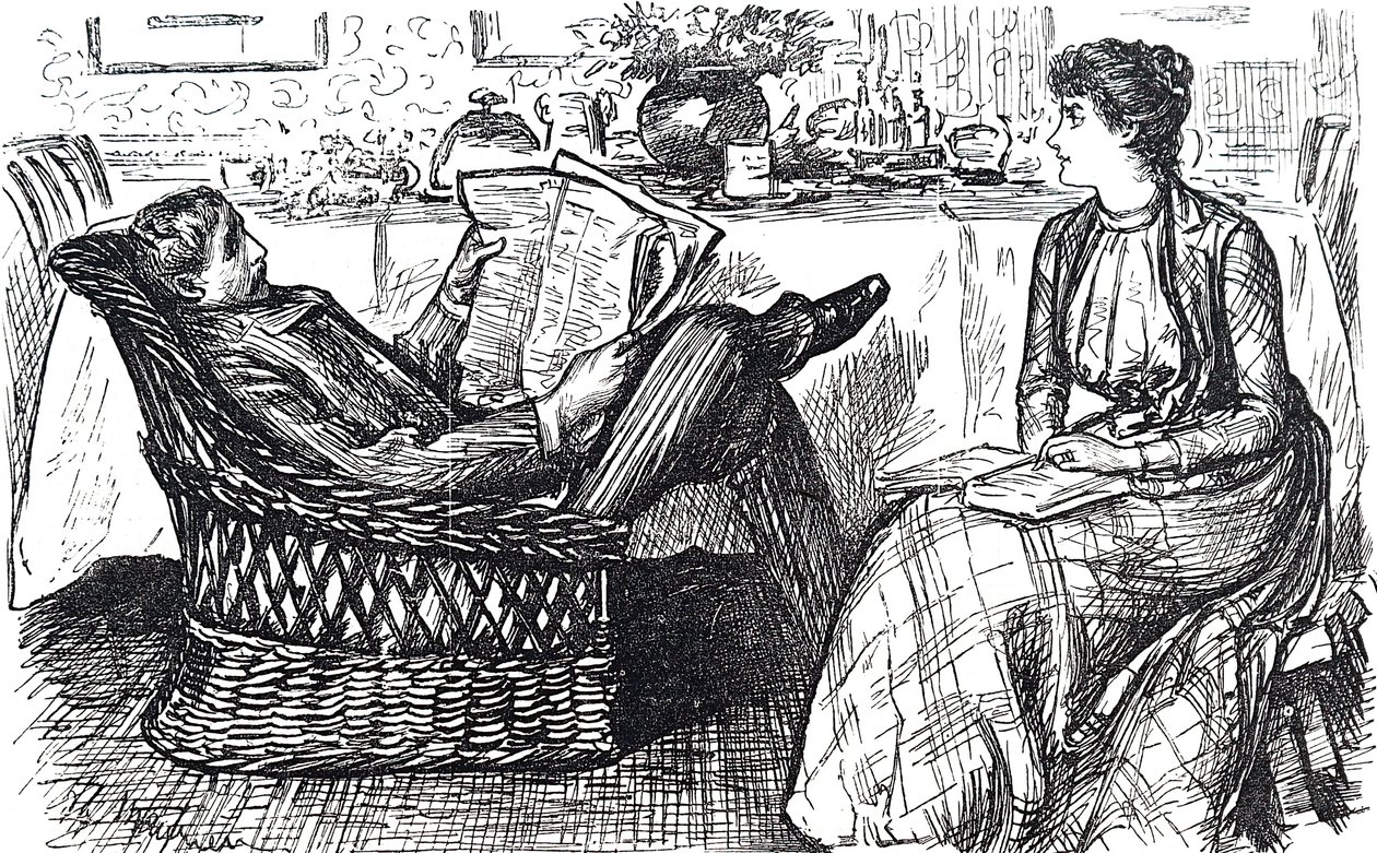 Un esposo y una esposa leyendo de George du Maurier