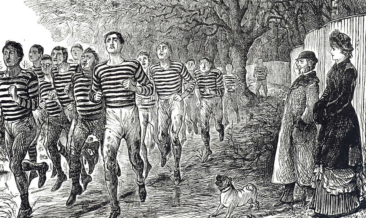 Caricatura que representa una sesión de salud y fitness de George du Maurier