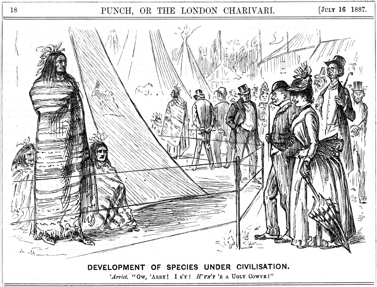 Caricatura de George du Maurier en Punch ilustrando el Darwinismo, 1887 de George du Maurier