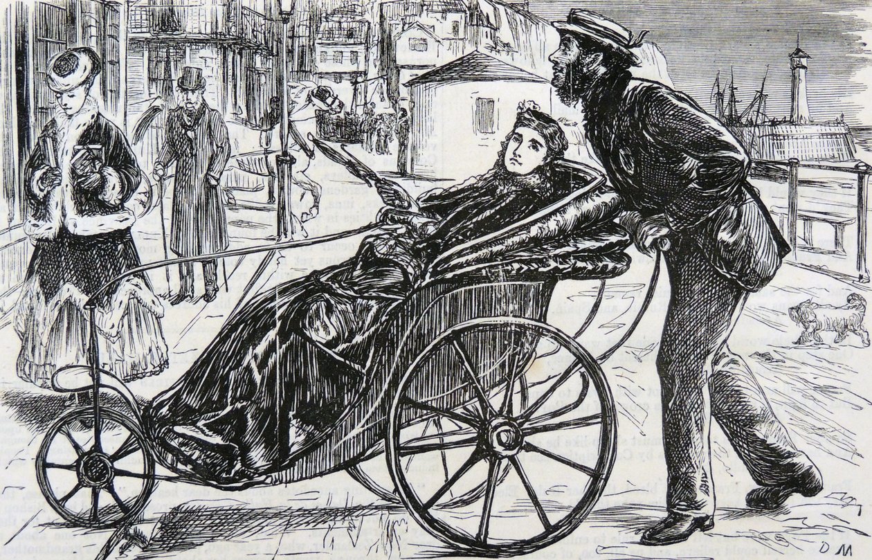 Patrick, empujando la silla de baño de la dama de George du Maurier