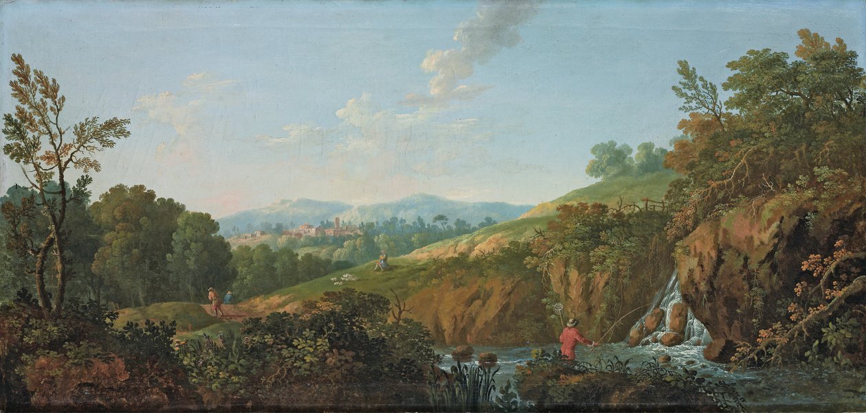 Paisaje fluvial boscoso de George the Elder Barret