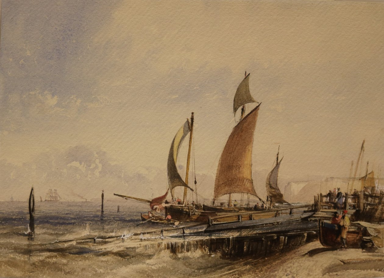 Escena costera, c.1830 (acuarela y acuarela sobre papel) de George the Elder Chambers