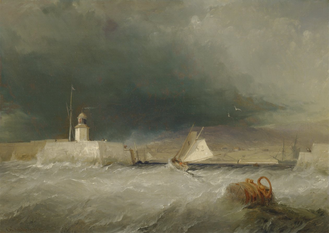 Puerto en un día tormentoso de George the Elder Chambers