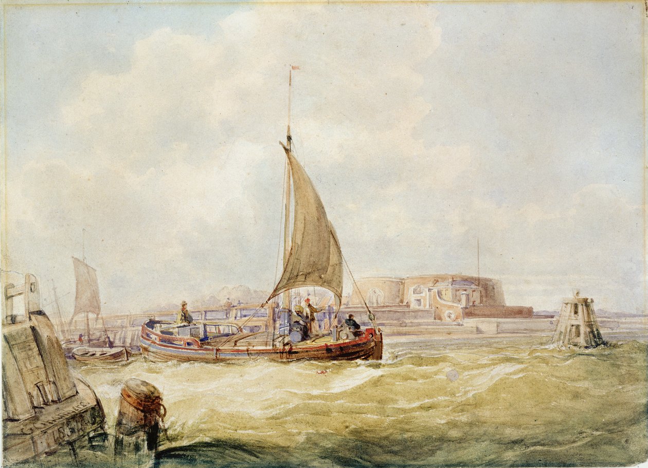 The Old Harbour, Hull (pluma, lápiz, sepia y acuarela sobre papel) de George the Elder Chambers
