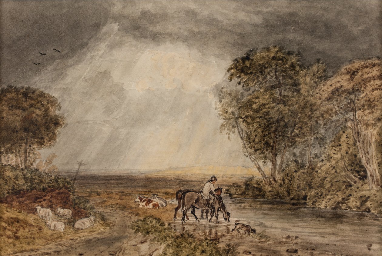 Paisaje [El regreso a casa], fecha desconocida (acuarela sobre papel) de George the Younger Barret