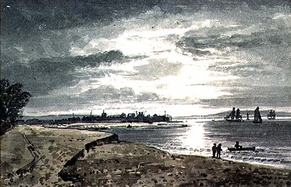 Vista del río Adur con New Shoreham en la distancia de George the Younger Barret