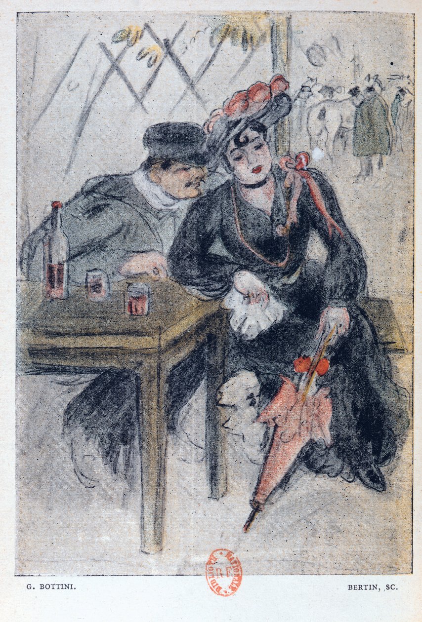 Una prostituta y su cliente, ilustración de 