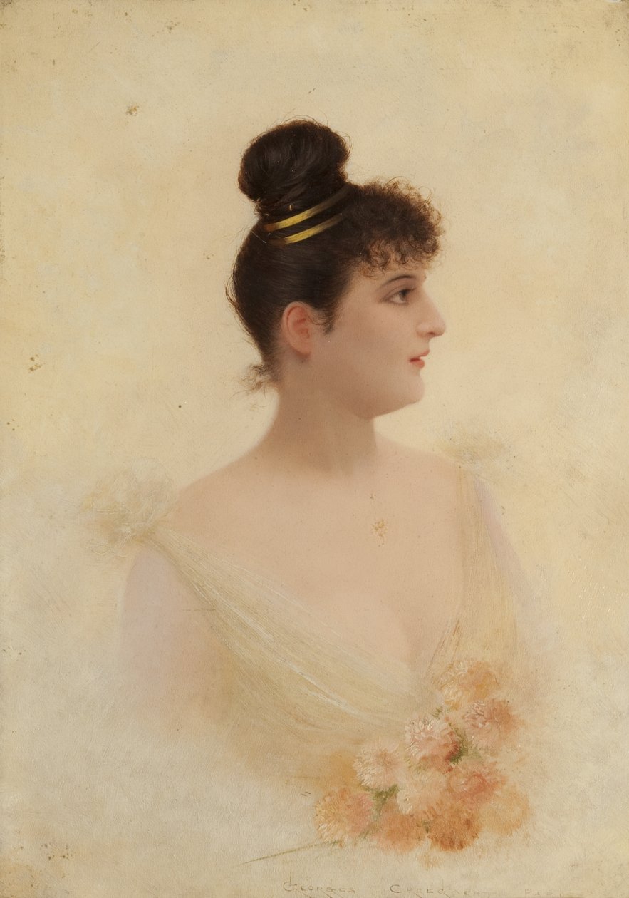 Retrato busto de una niña de Georges Croegaert