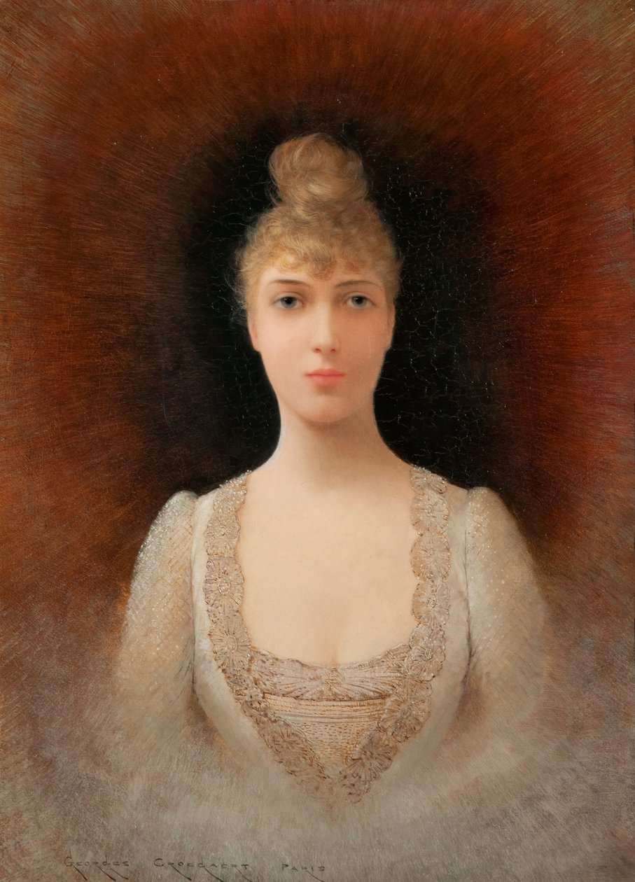 Retrato de una mujer de cabello rubio de Georges Croegaert