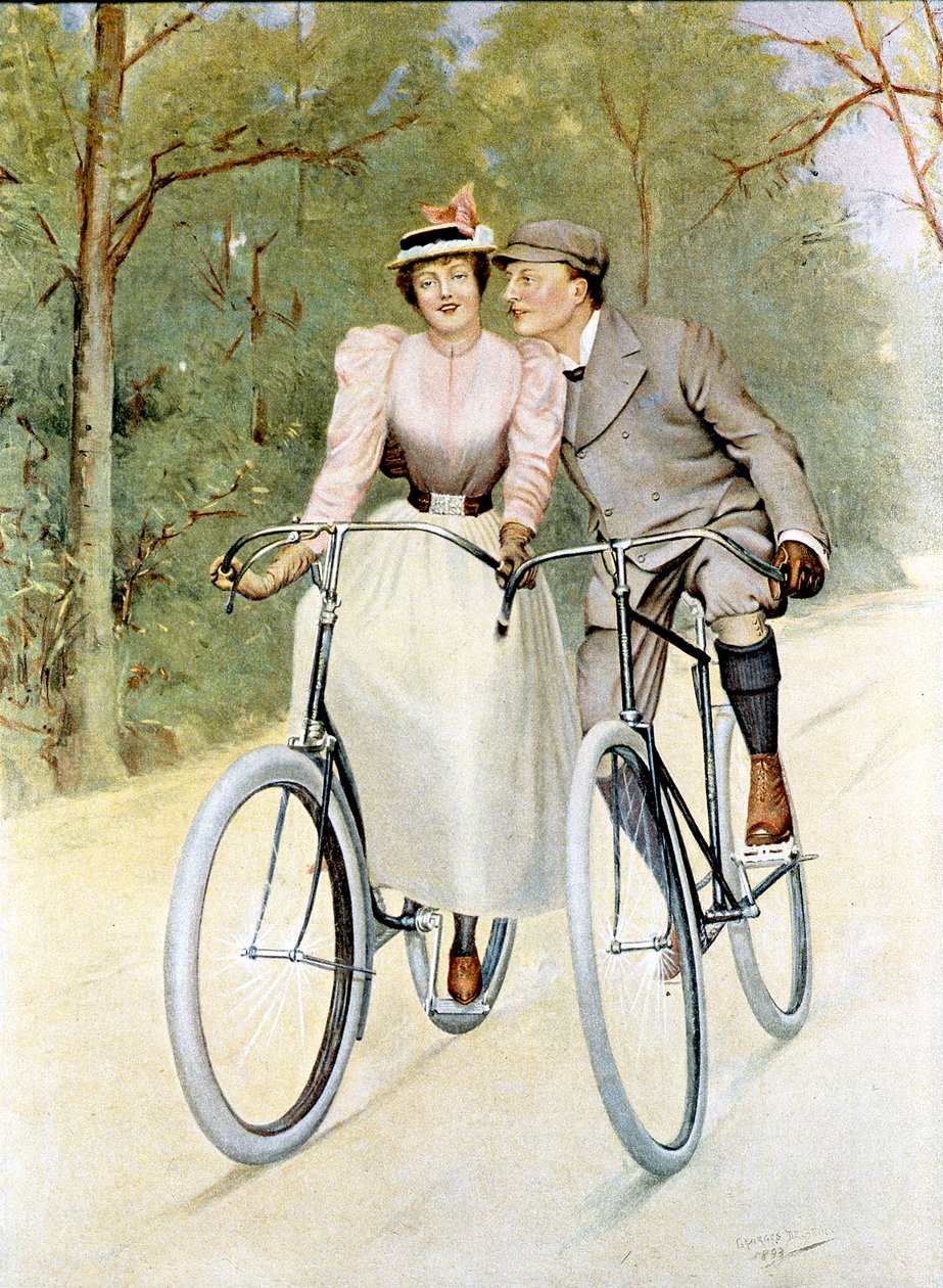 Pareja yendo en bicicleta, 1893 de Georges Debrock