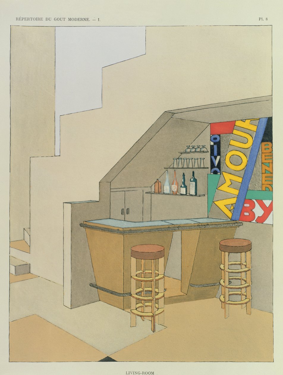Diseño para un pequeño bar, de una publicación francesa de diseño de interiores de 200 impresiones, c.1928-29 de Georges Djo Bourgeois