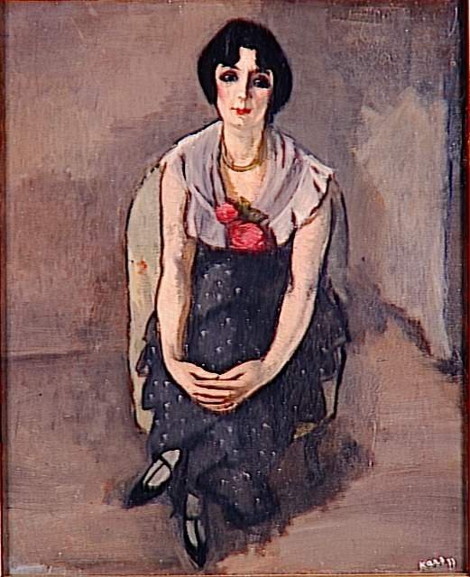 Retrato de mujer con rosas rojas de Georges Karpeles