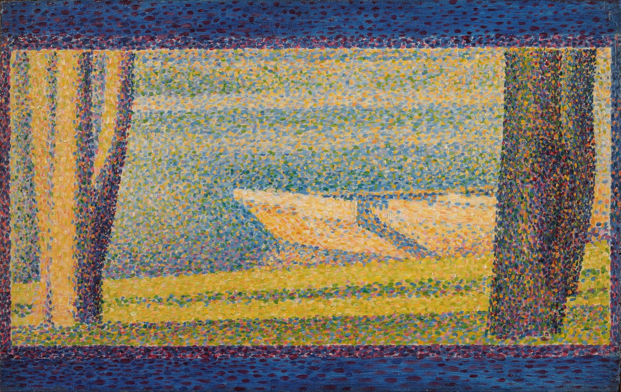 Barcos amarrados y árboles de Georges Seurat