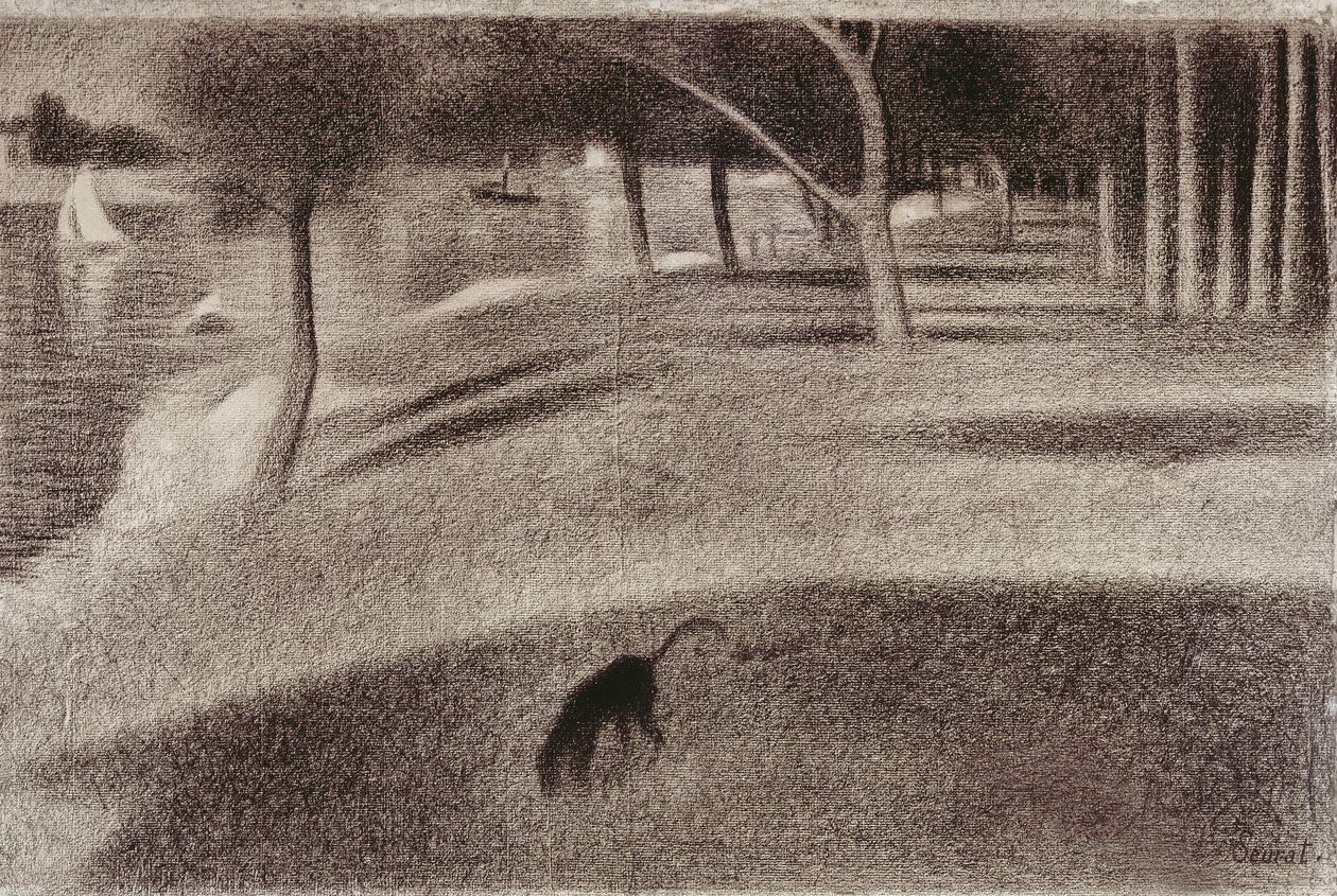 Estudio para una tarde de domingo en la isla de La Grande Jatte, c.1884 de Georges Seurat